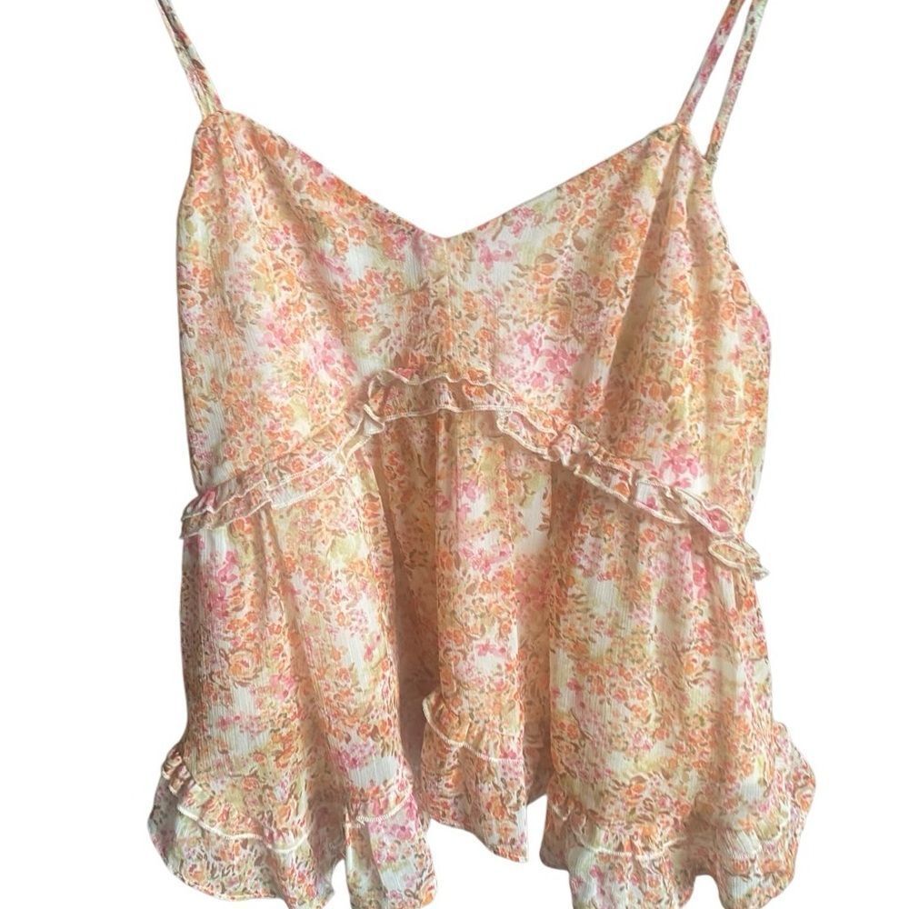 Sadie & Sage Orange Floral Print Cami/Tank. Size Medium . EUC!